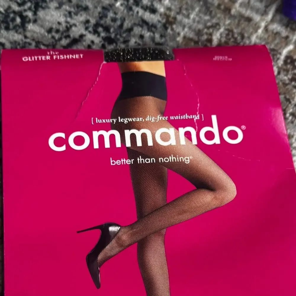 Commando Ultra Soft Limited Release Crochet Glitter Fishnet Tights Black M NWT